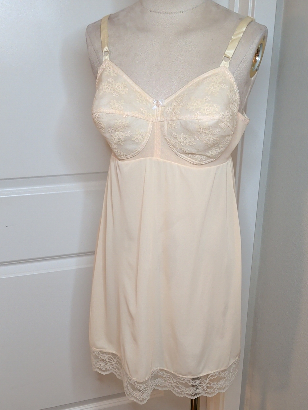Vintage 50s 60s Bestform Lace-Trim Slip Dress Pinup Style Rockabilly SZ 38B